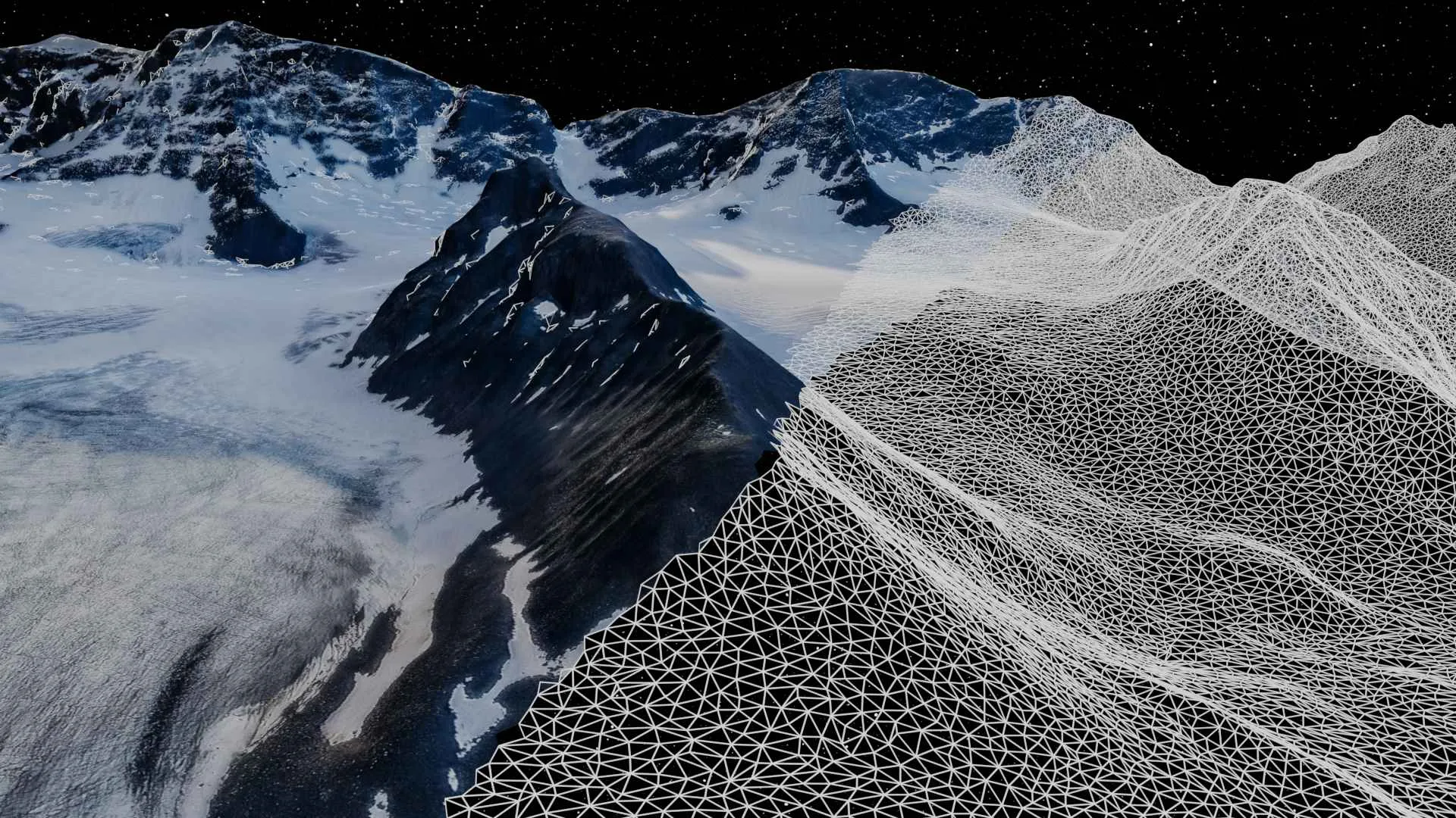 Wireframe 3D model of Kebnekaise glacier