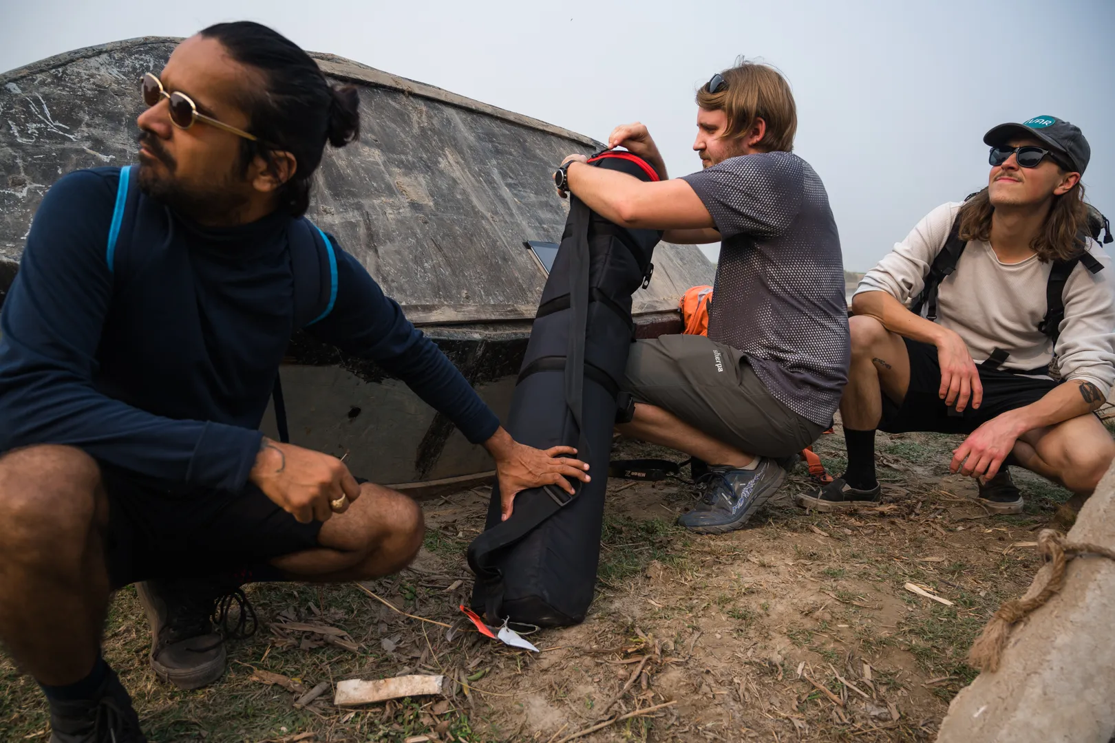 Rural village scene along the river in Uttar Pradesh