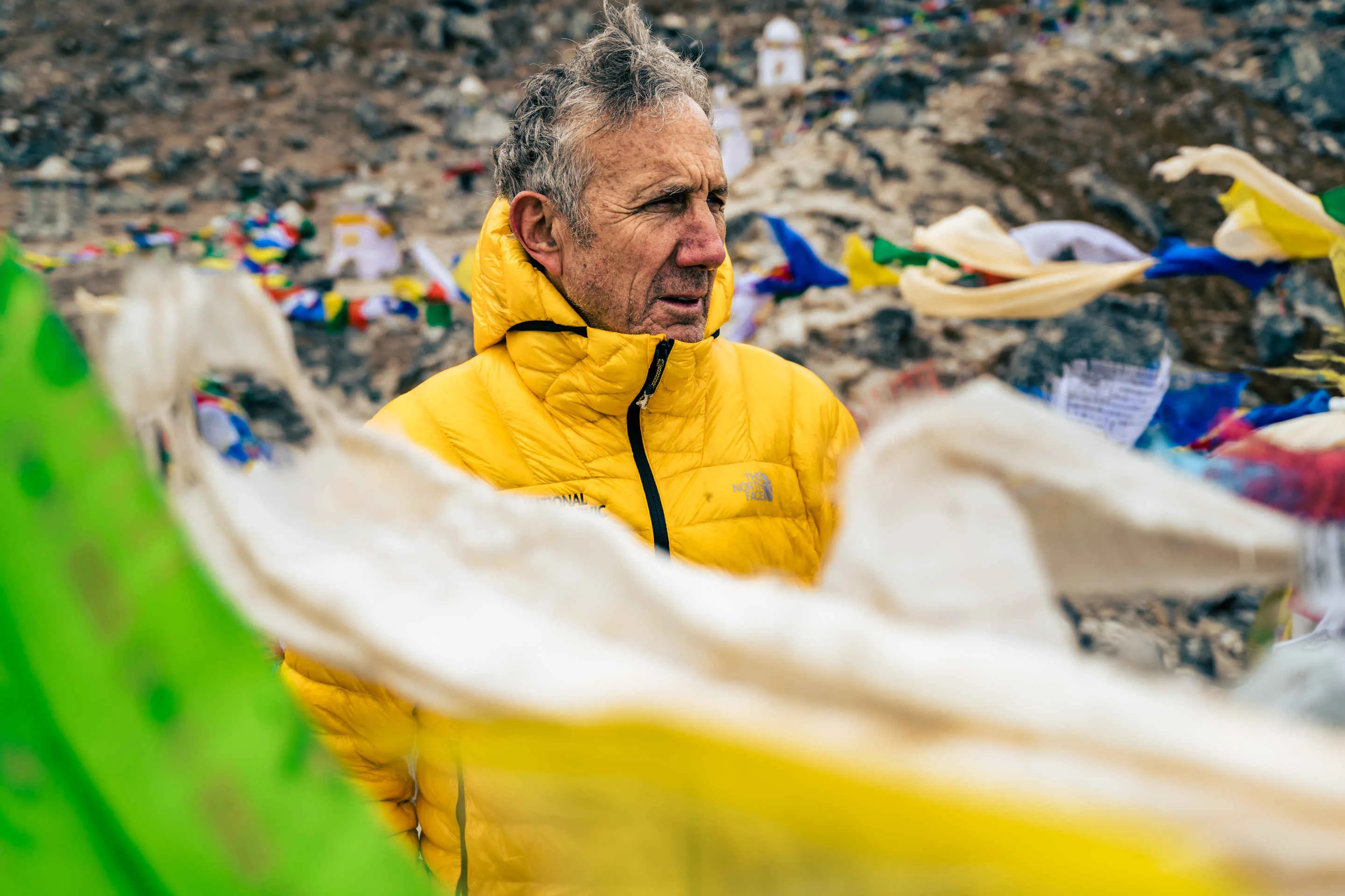 Aerial view of the climbing route on Mount Everest