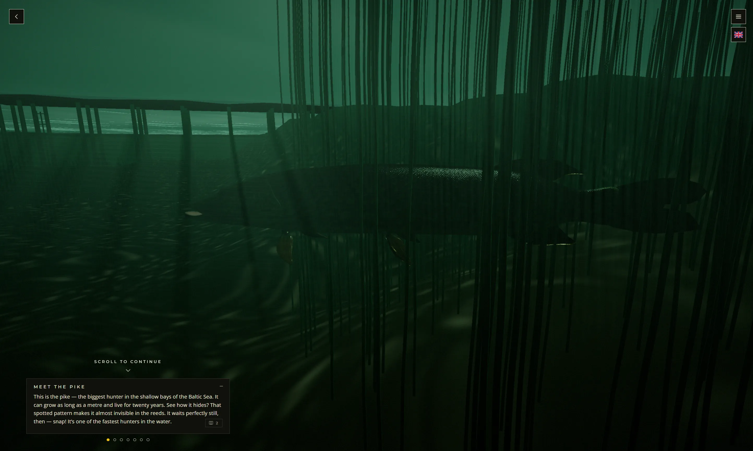 A chat interface guiding the user through an underwater scene